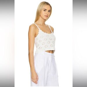 Linen and Dot Cream Crochet Crop Camisole